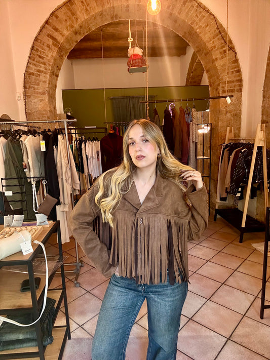 Giacca frangie camel