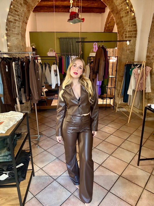 Pantalone in eco pelle chocolate